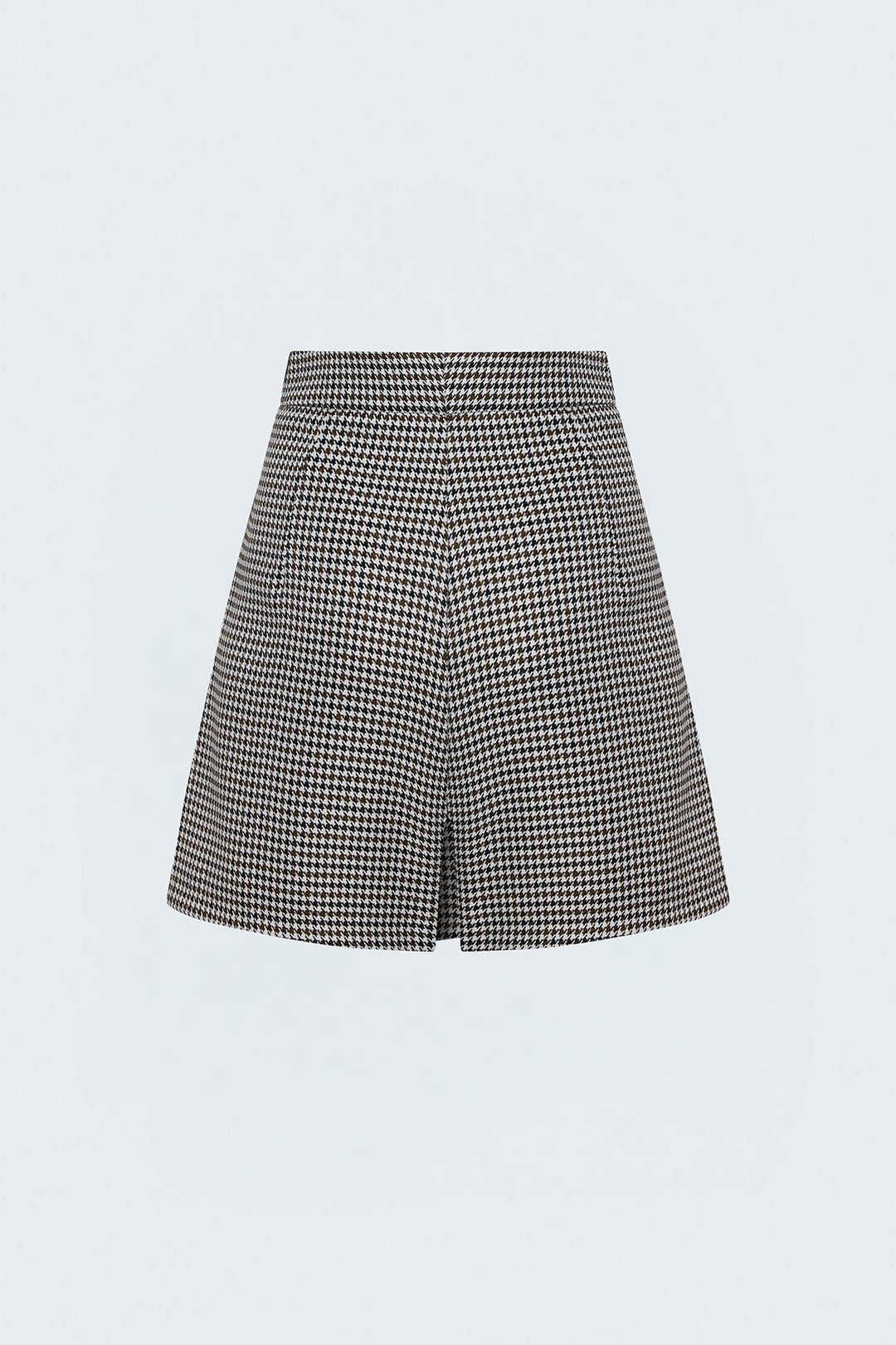 Sateen Jupe Short à Motif Pied-de-Poule - Marron