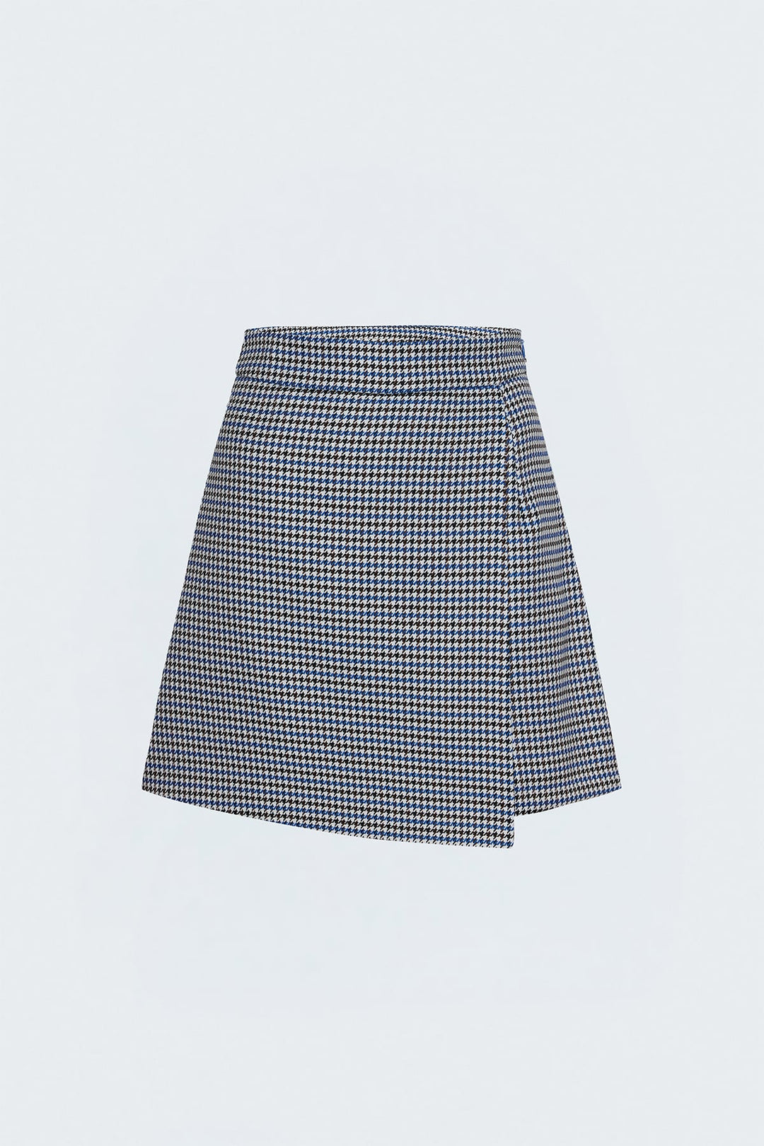 Sateen Jupe Short à Motif Pied-de-Poule - Bleu