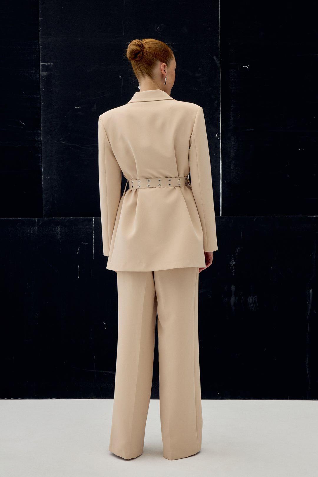 Sateen Veste avec ceinture - Beige