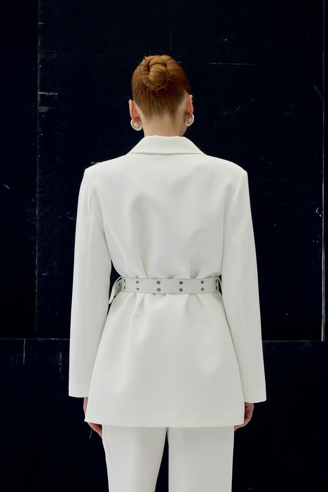 Sateen Veste avec ceinture - Écru