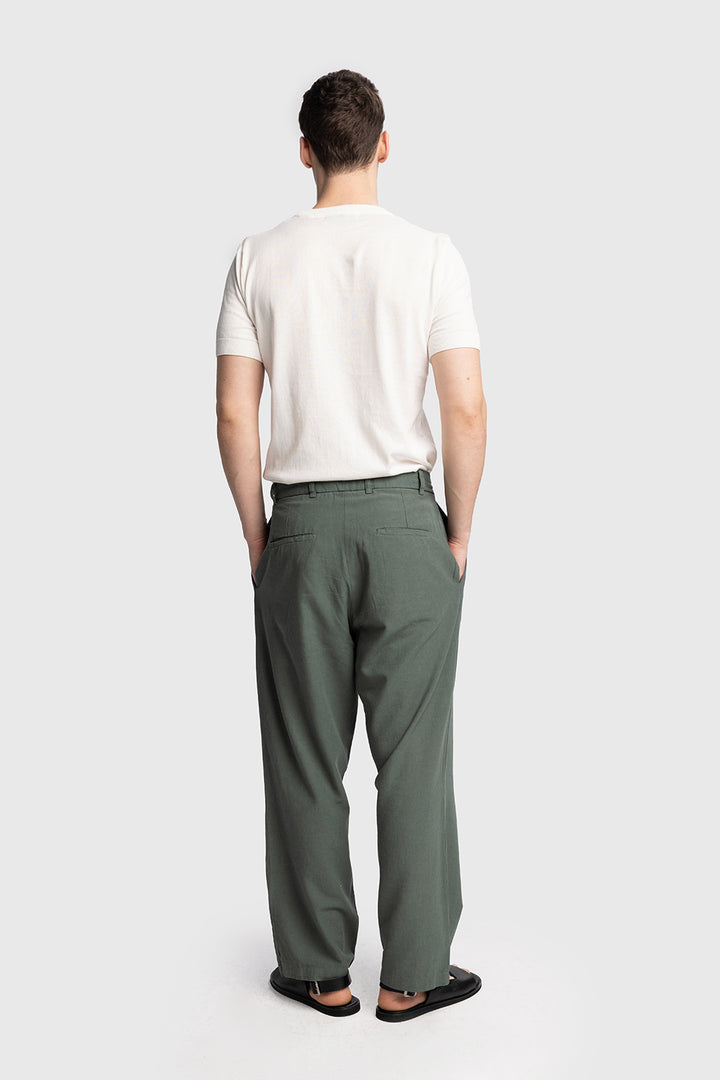 Giesto Pantalon en lin avec détail de ceinture - Bleu marine