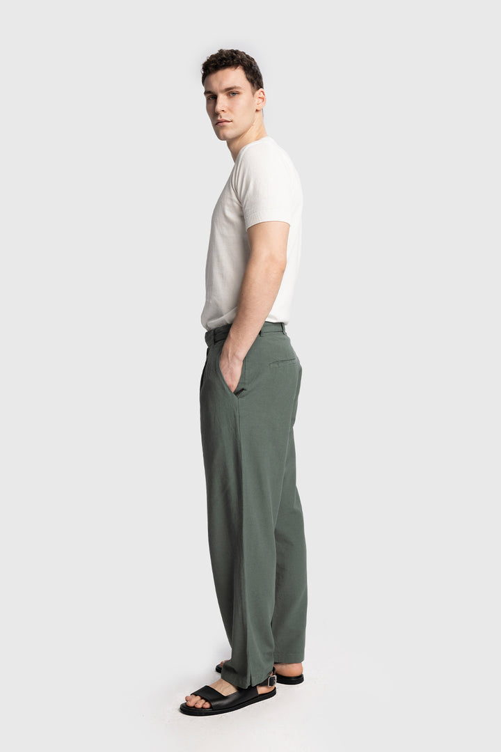 Giesto Pantalon en lin avec détail de ceinture - Blanc