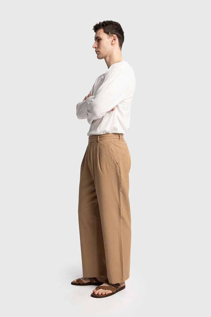 Giesto Pantalon en lin avec détail de ceinture - Blanc