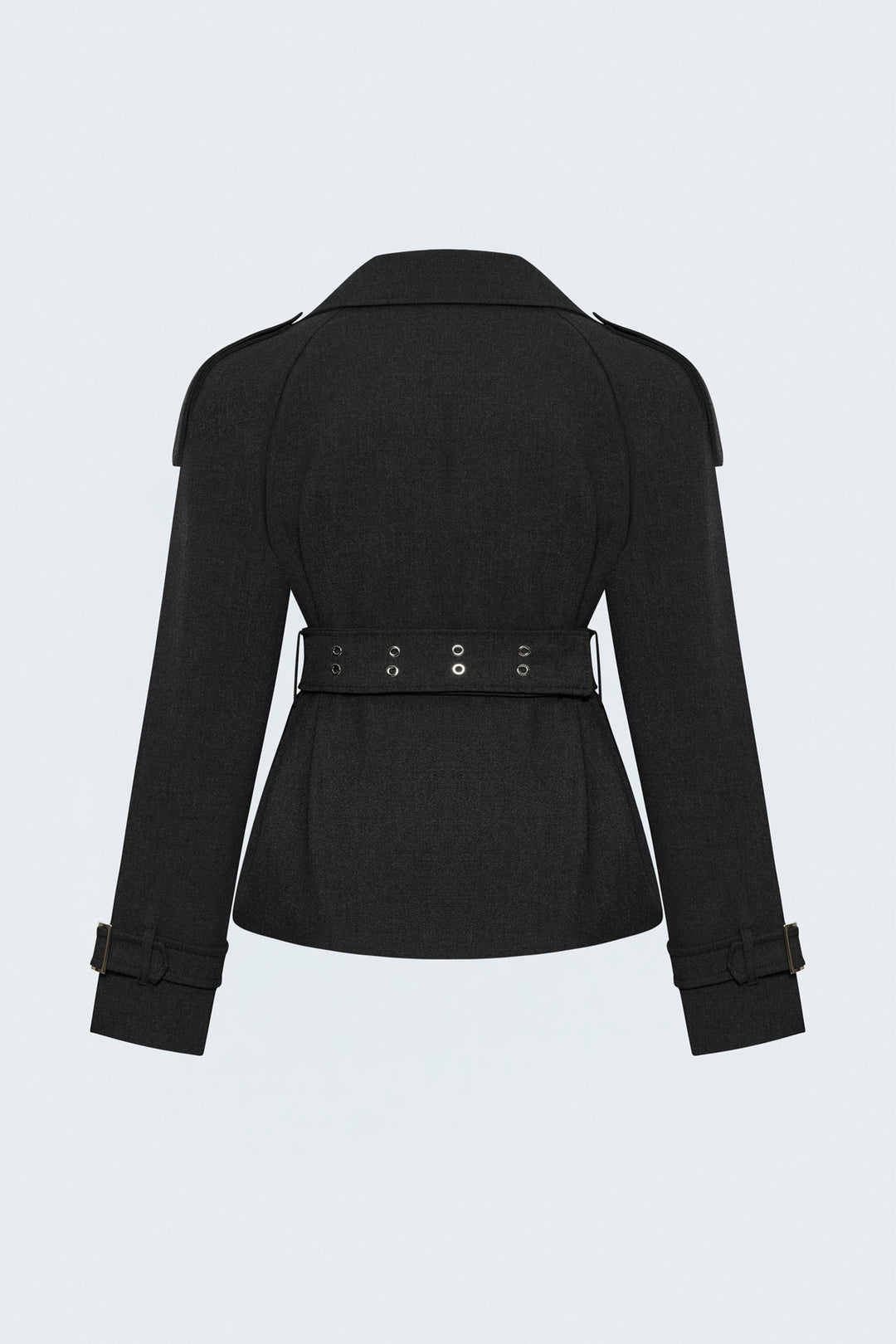 Sateen Trench Court avec Ceinture - Anthracite