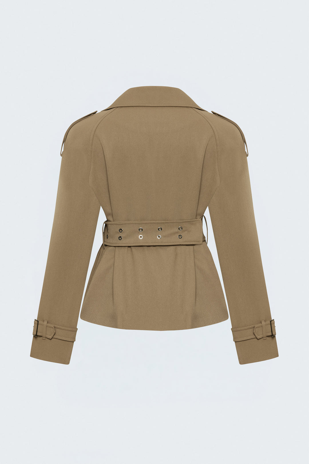 Sateen Trench Court avec Ceinture - Camel