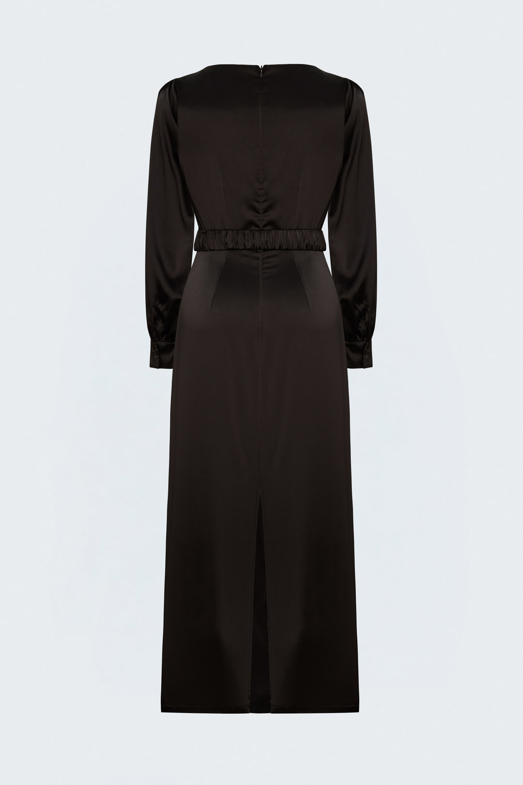 Sateen Robe en Satin avec Ceinture - Marron