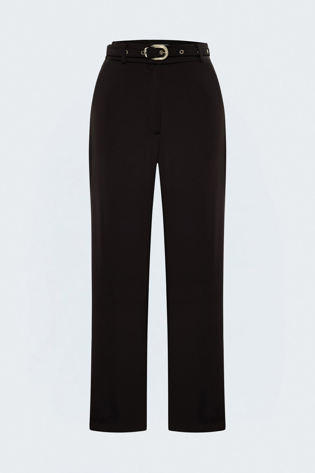 Sateen Pantalon Classique Satiné Détail Ceinture - Marron