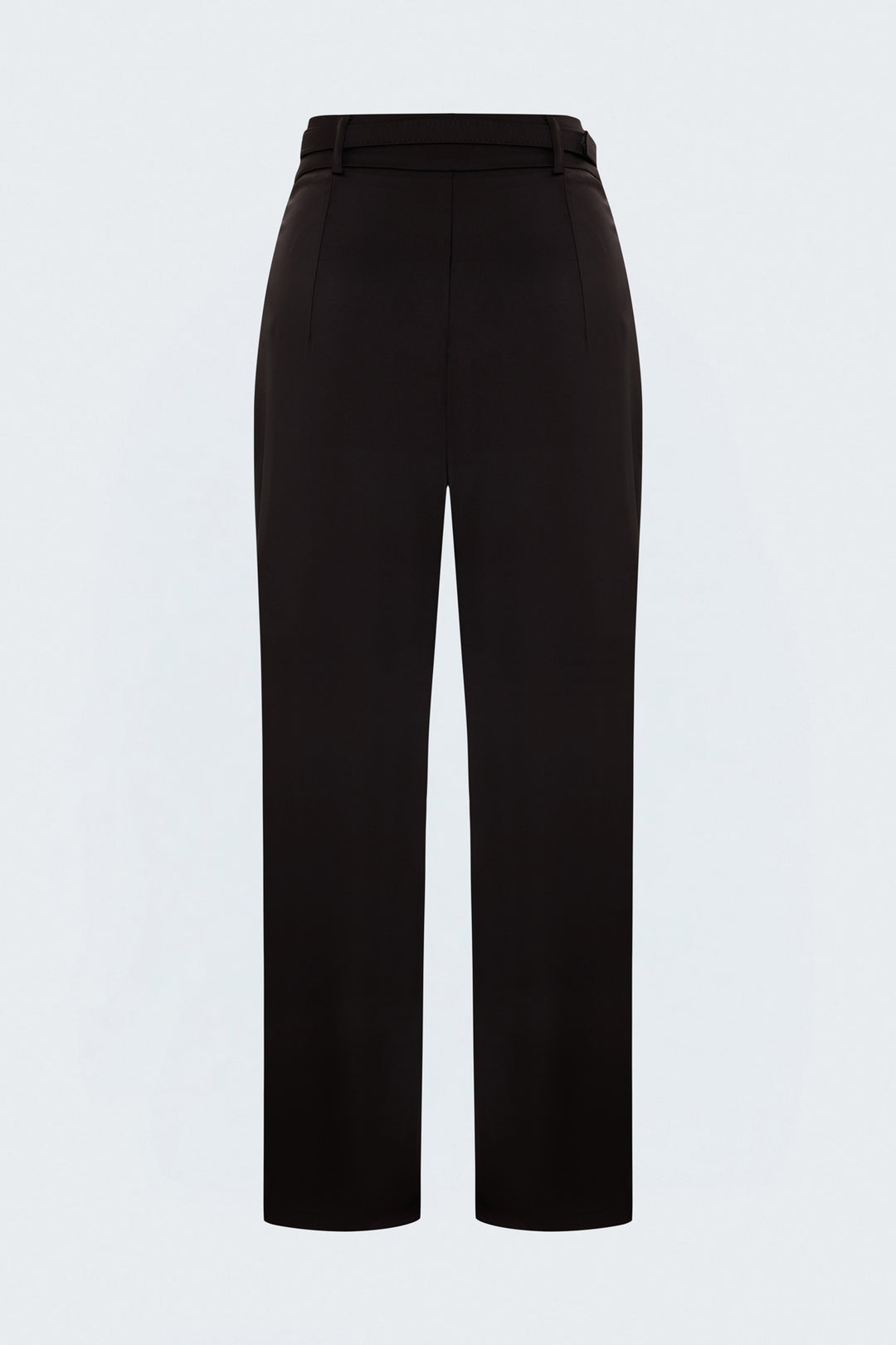 Sateen Pantalon Classique Satiné Détail Ceinture - Marron