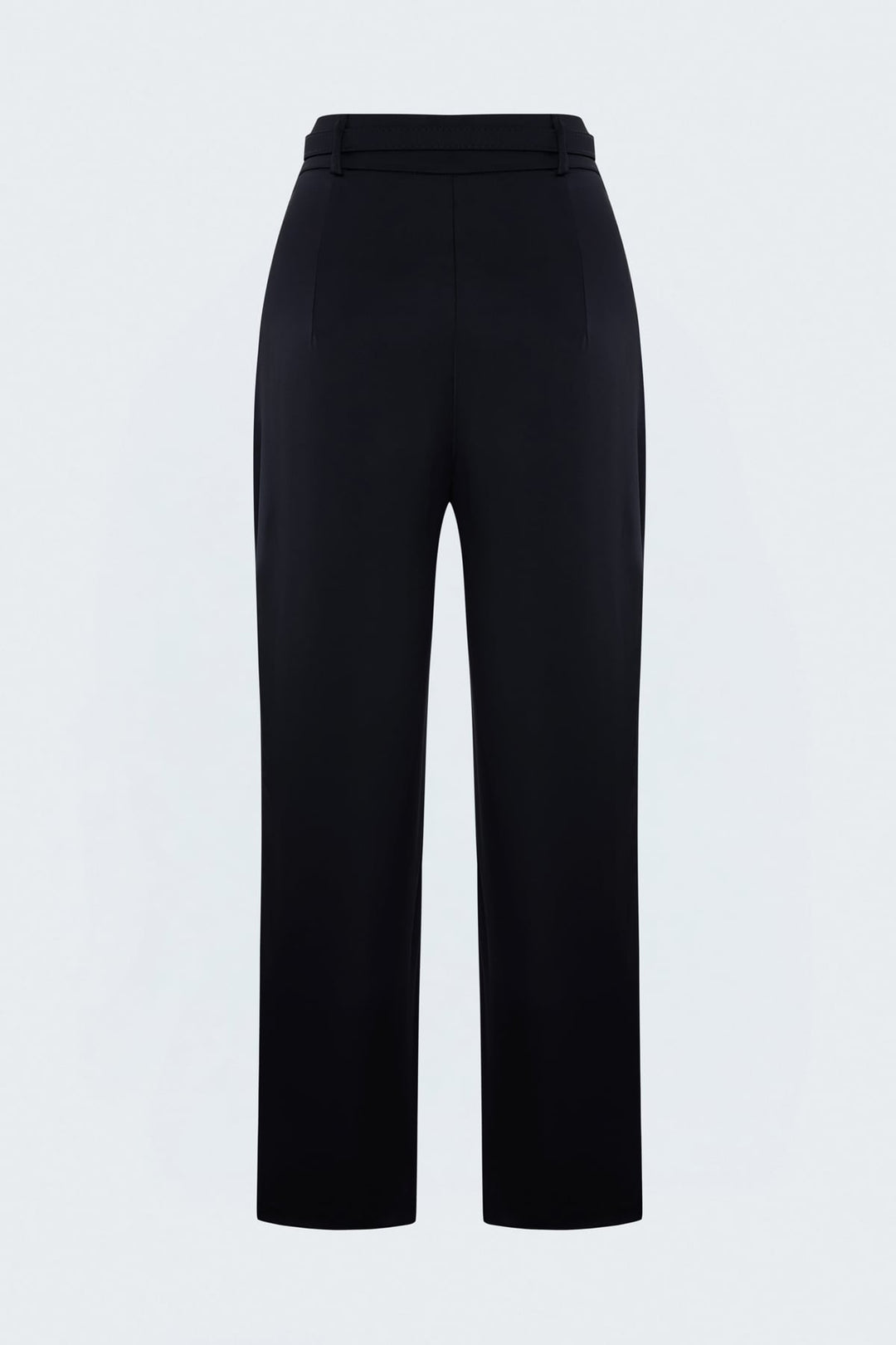 Sateen Pantalon Classique Satiné Détail Ceinture - Bleu marine