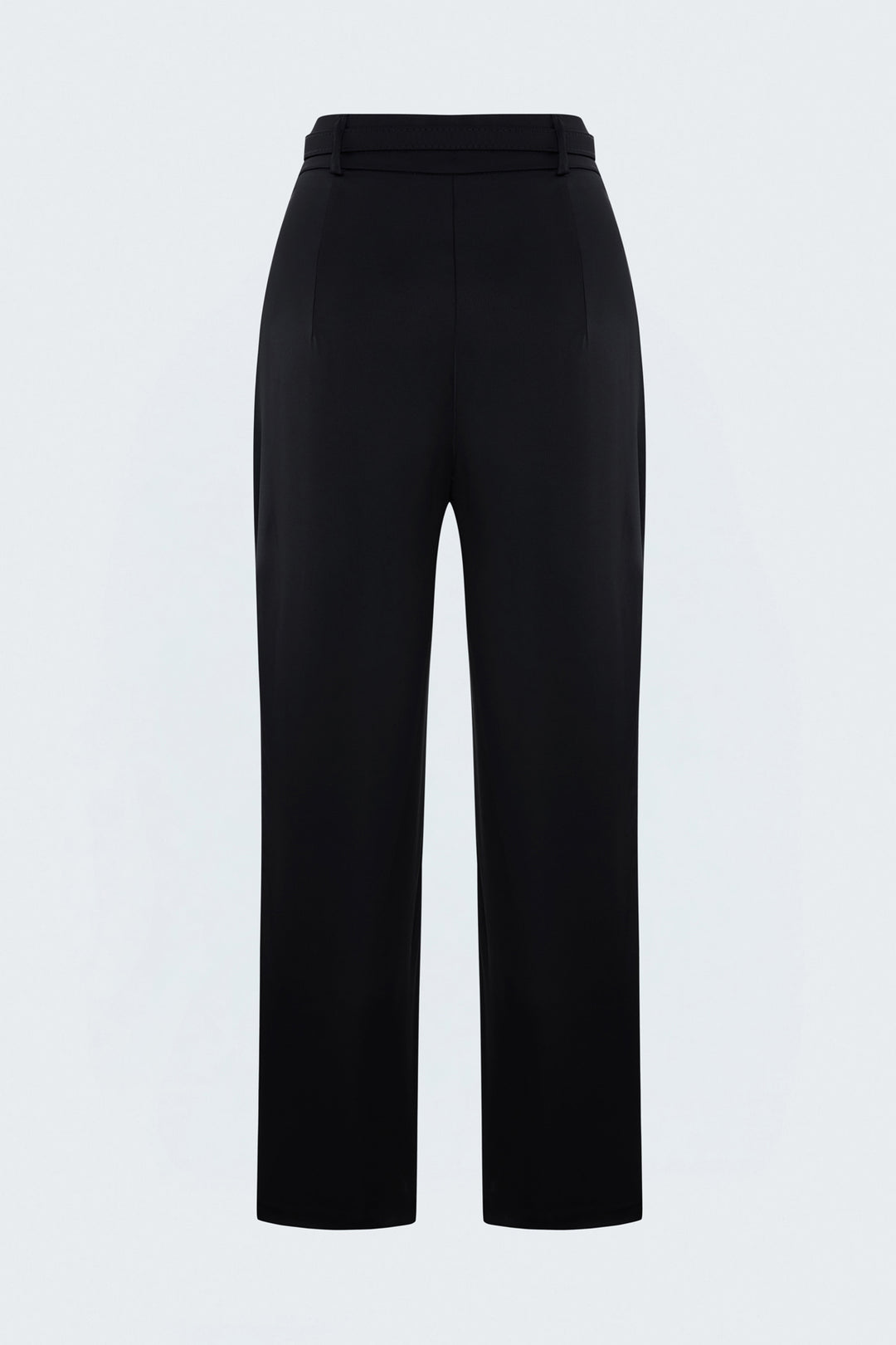 Sateen Pantalon Classique Satiné Détail Ceinture - Noir