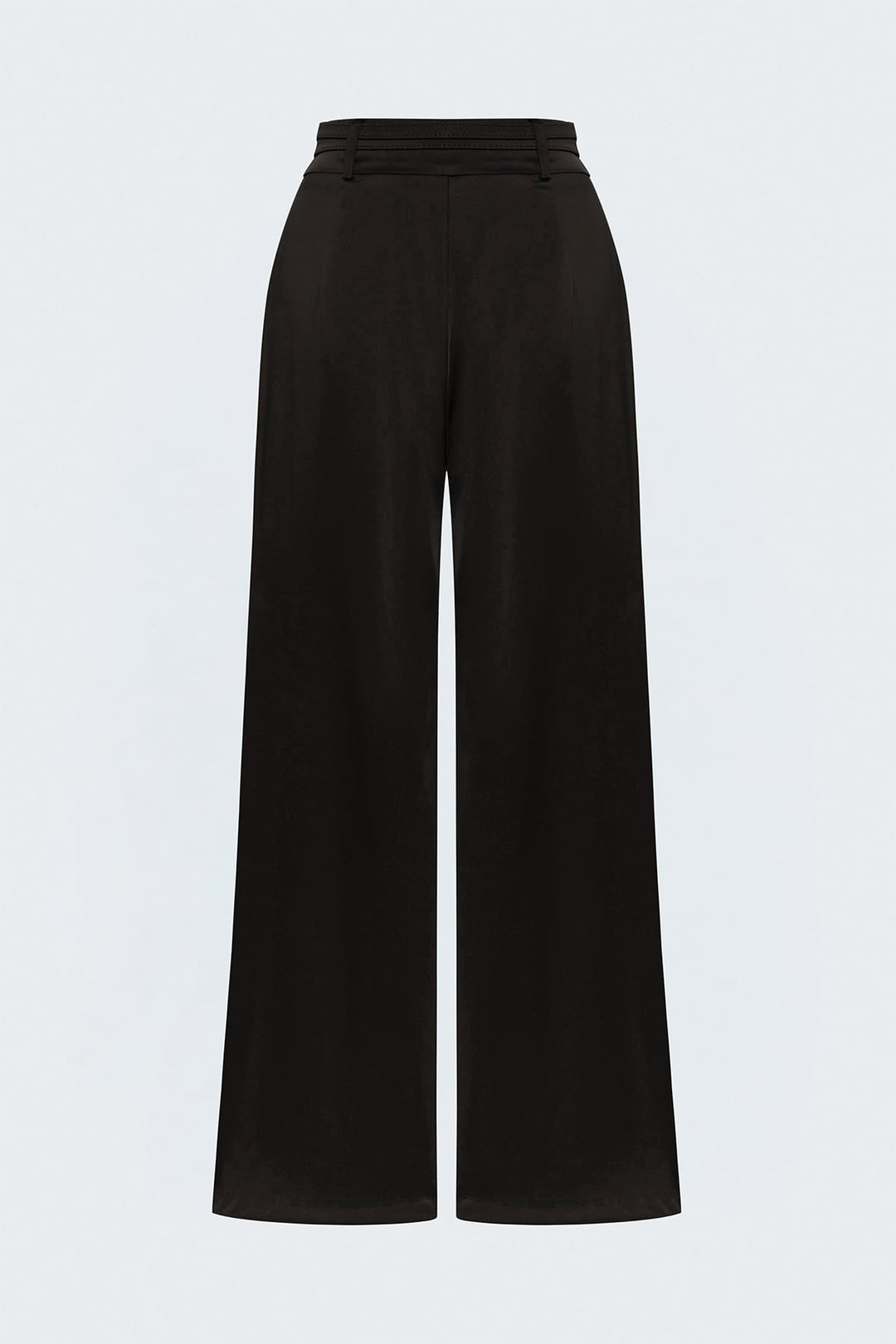 Sateen Pantalon Satiné Détail Ceinture - Marron