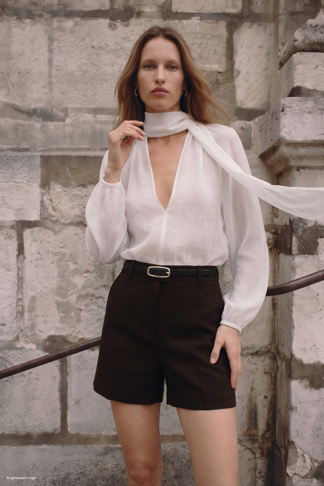 Sateen Short classique avec ceinture - Marron