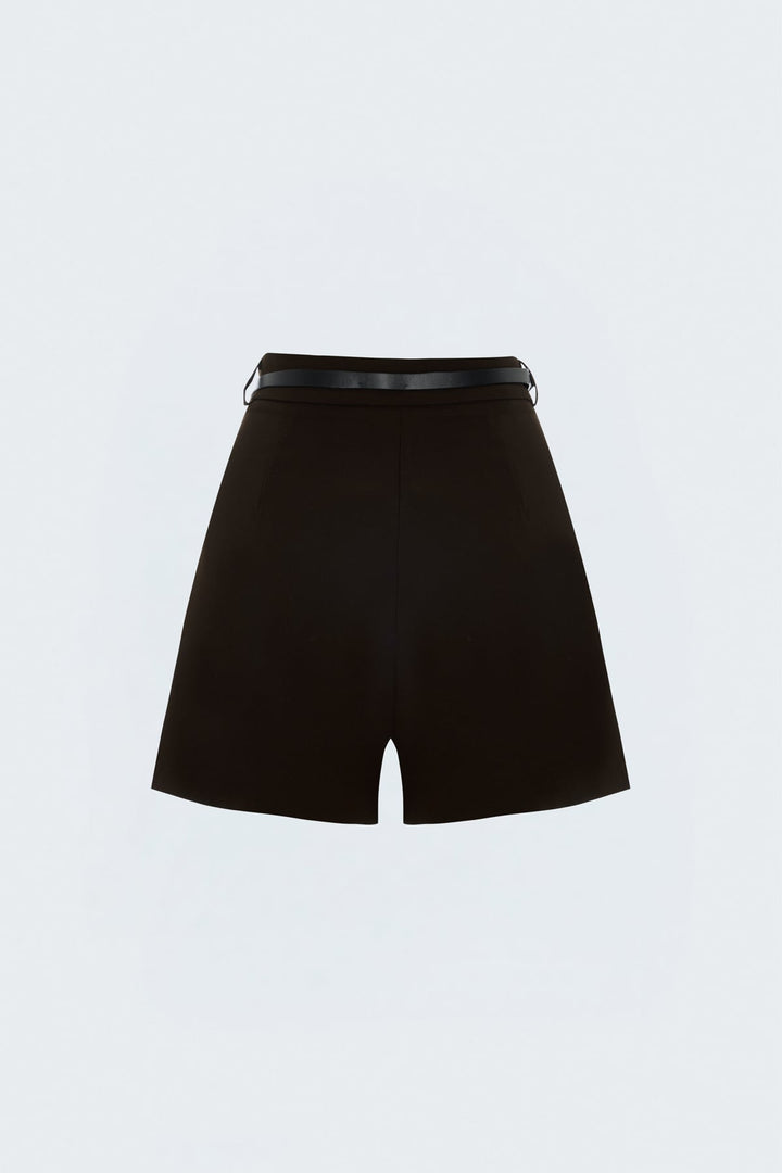 Sateen Short classique avec ceinture - Marron