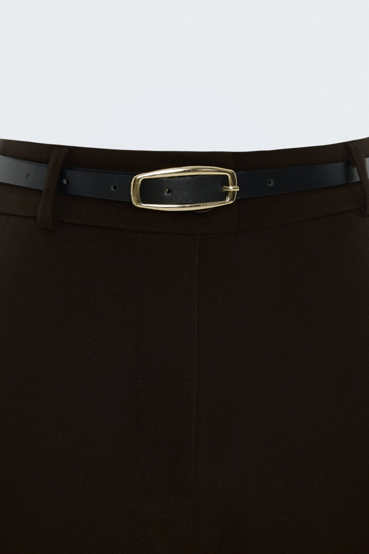 Sateen Short classique avec ceinture - Marron