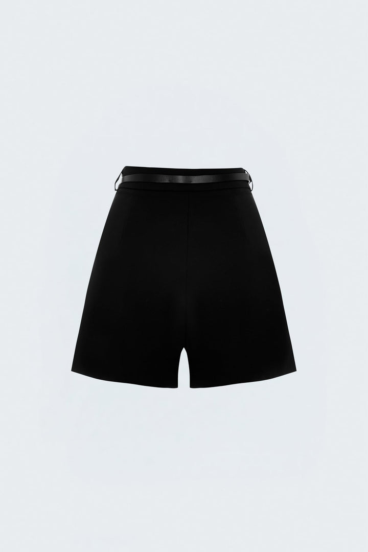 Sateen Short classique avec ceinture - Noir