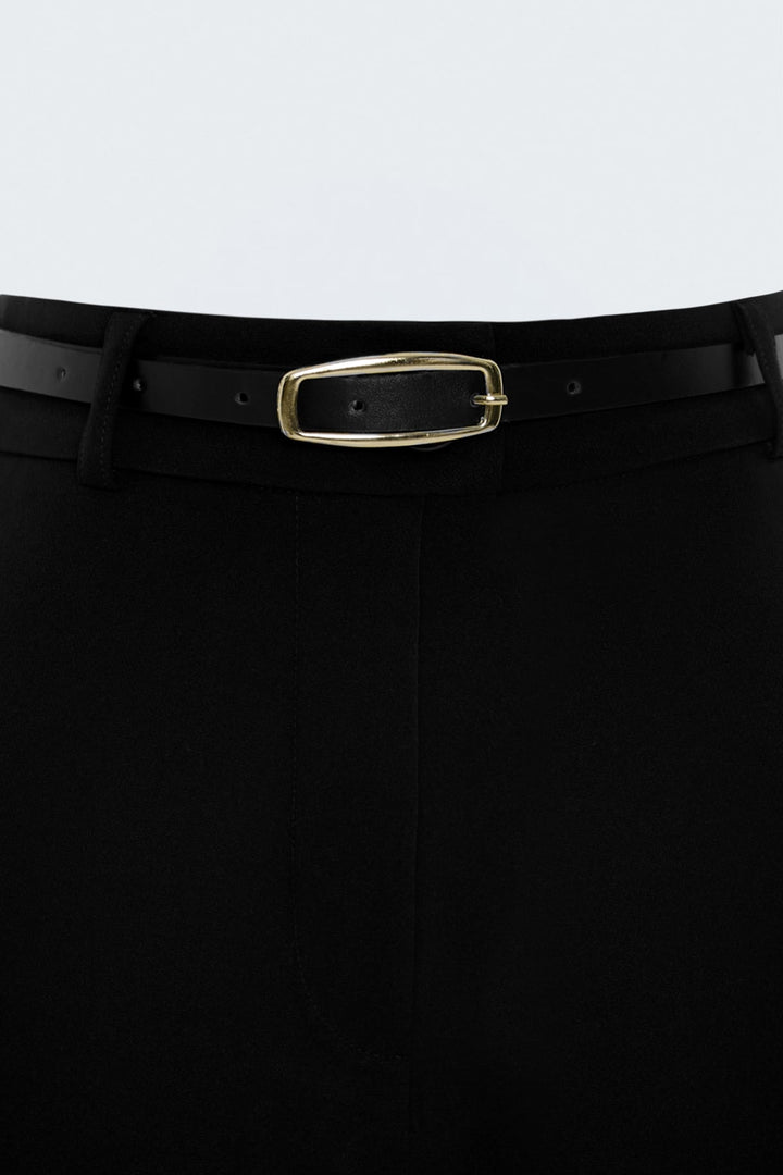 Sateen Short classique avec ceinture - Noir