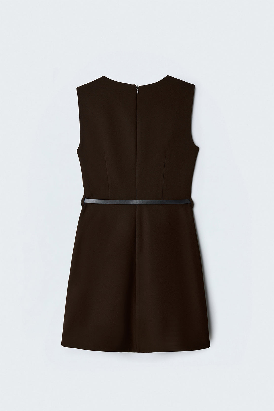 Sateen Robe Mini Ceinturée - Marron