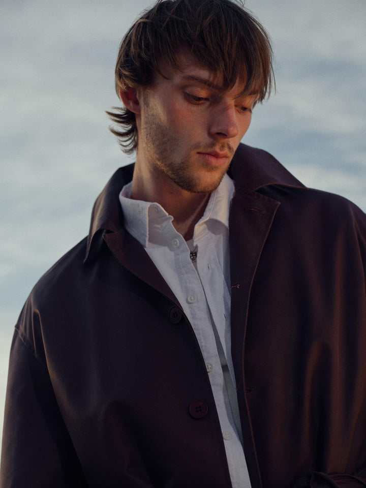 Giesto Trench-coat Bordeaux à ceinture en cire - Bordeaux