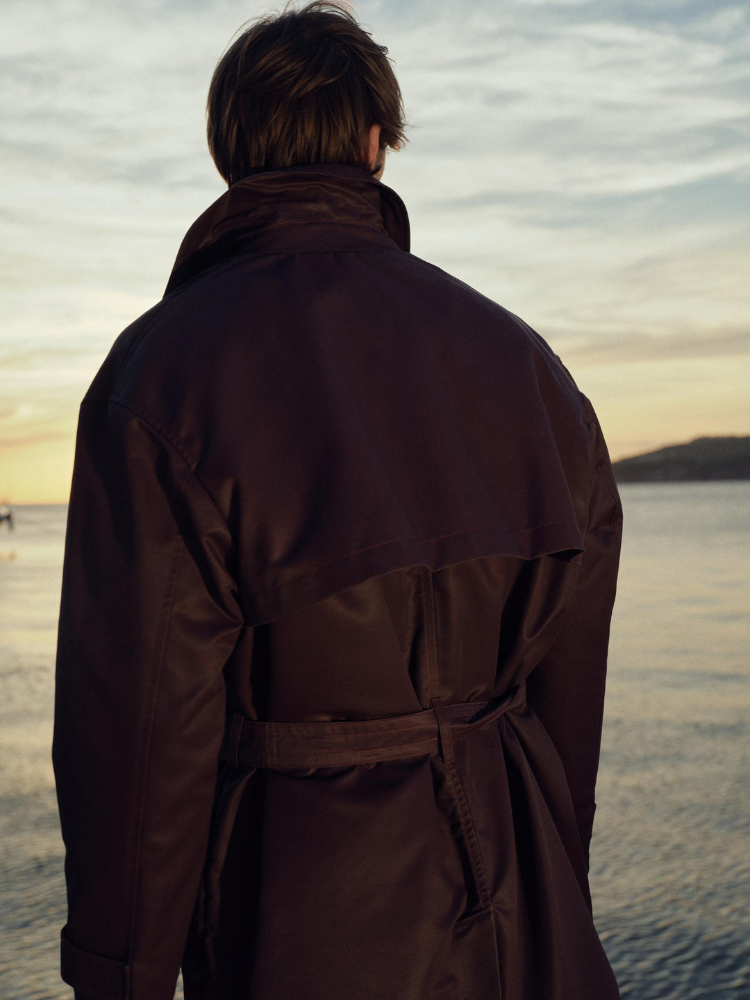 Giesto Trench-coat Bordeaux à ceinture en cire - Bordeaux