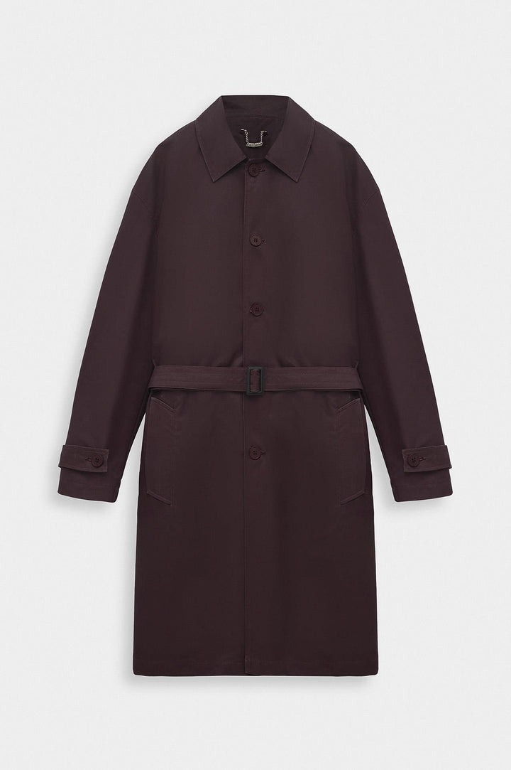 Giesto Trench-coat Bordeaux à ceinture en cire - Bordeaux