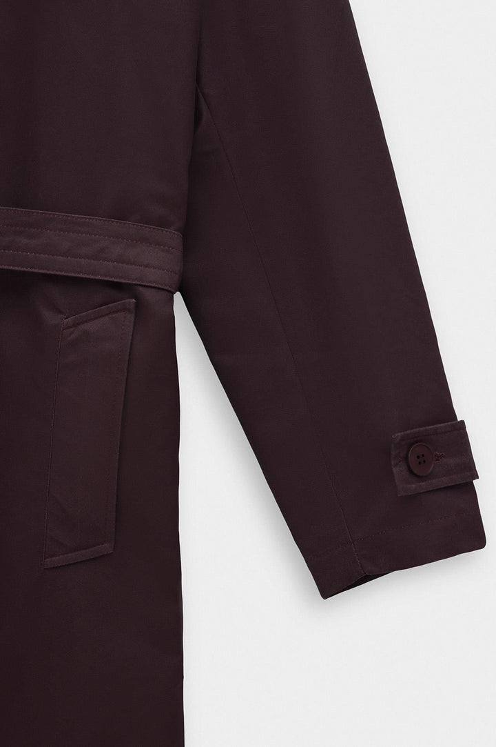 Giesto Trench-coat Bordeaux à ceinture en cire - Bordeaux