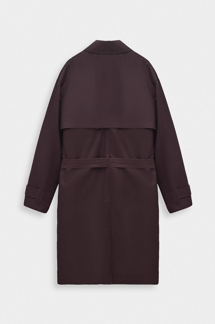 Giesto Trench-coat Bordeaux à ceinture en cire - Bordeaux