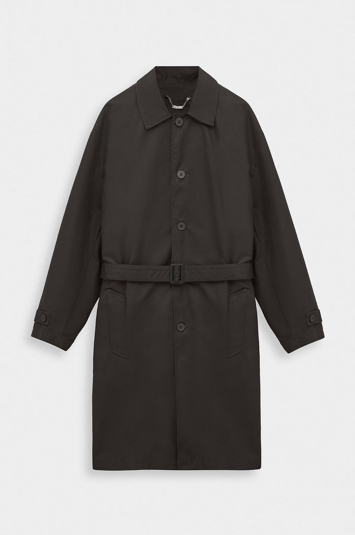 Giesto Trench-coat Marron à ceinture en cire - Marron
