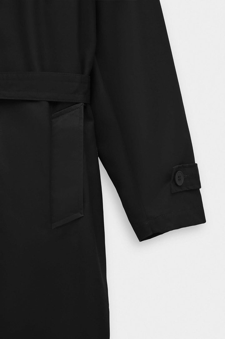 Giesto Trench-coat Noir à ceinture en cire - Noir