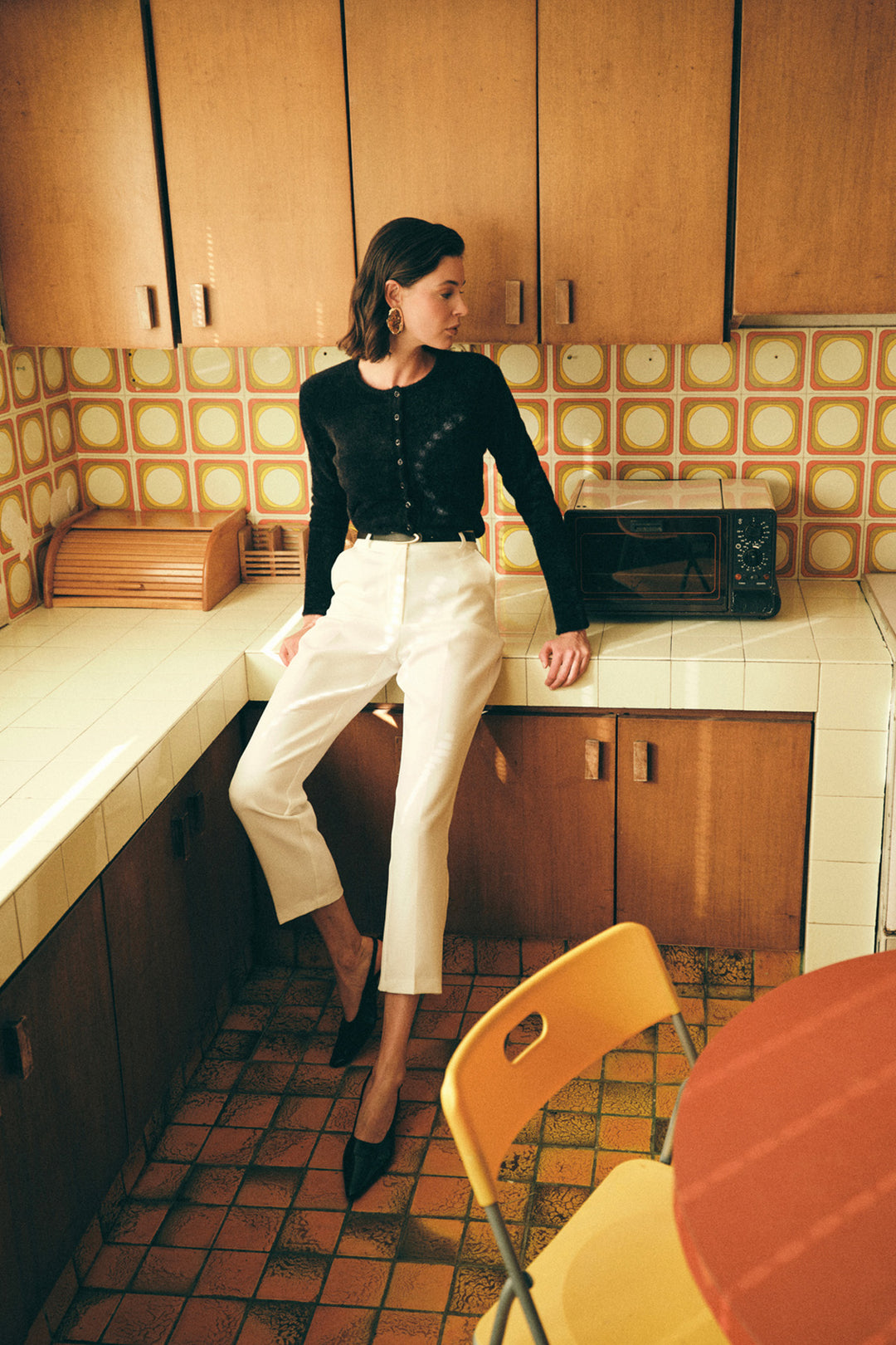 Sateen Pantalon Ceinturé - Écru