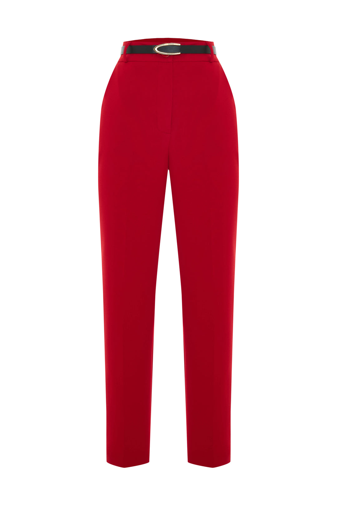 Sateen Pantalon Ceinturé - Rouge
