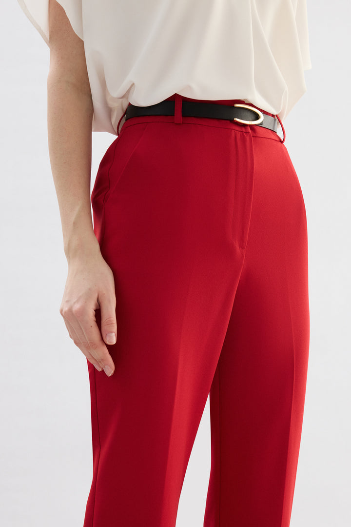 Sateen Pantalon Ceinturé - Rouge