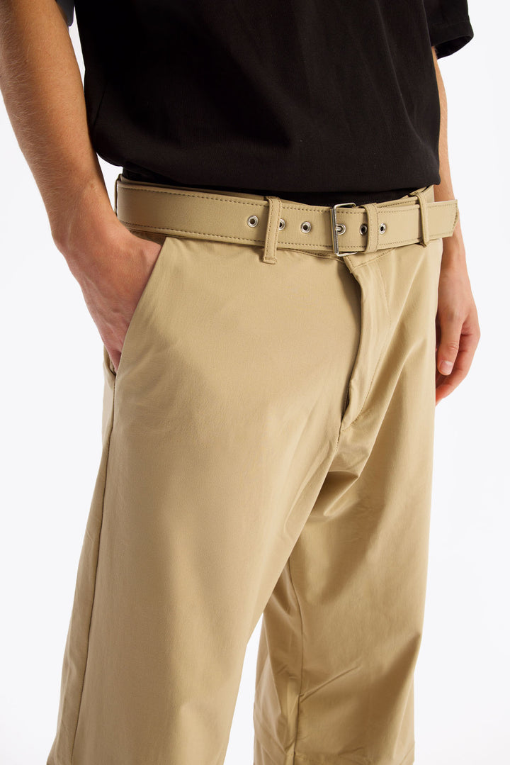 Giesto Pantalon Parachute Ceinturé - Beige