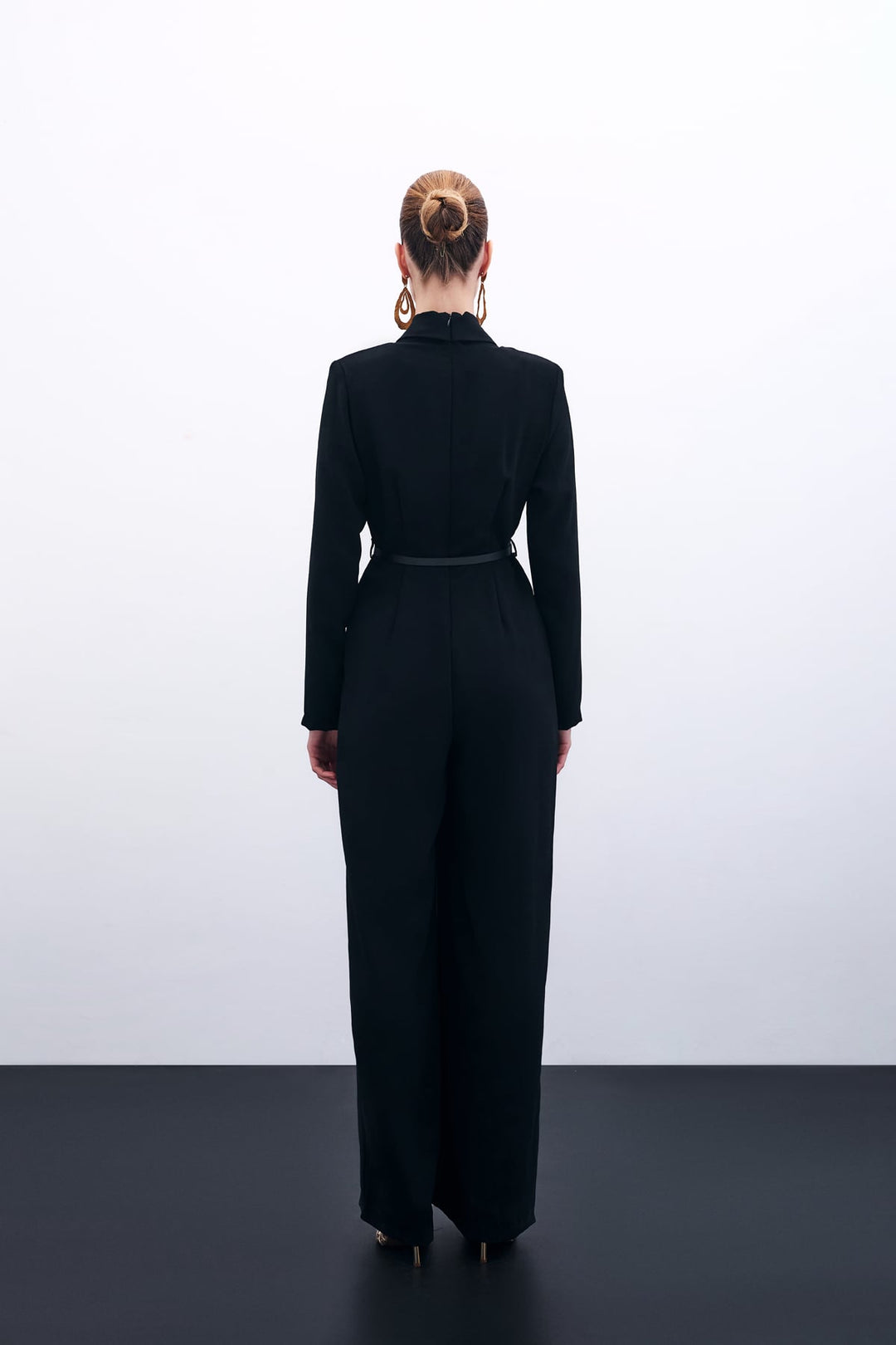 Sateen Combinaison ample avec ceinture - Noir