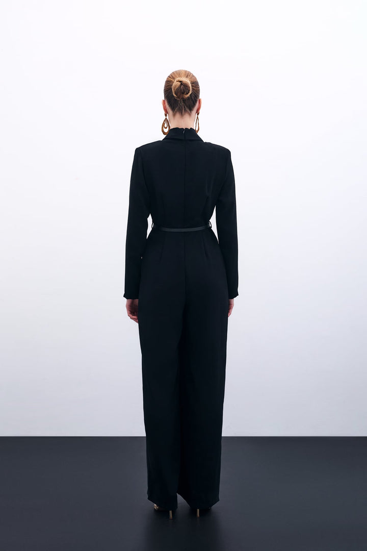 Sateen Combinaison ample avec ceinture - Noir