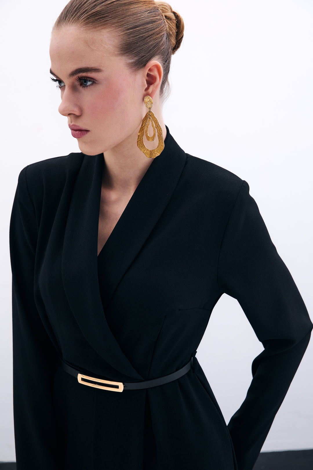 Sateen Combinaison ample avec ceinture - Noir