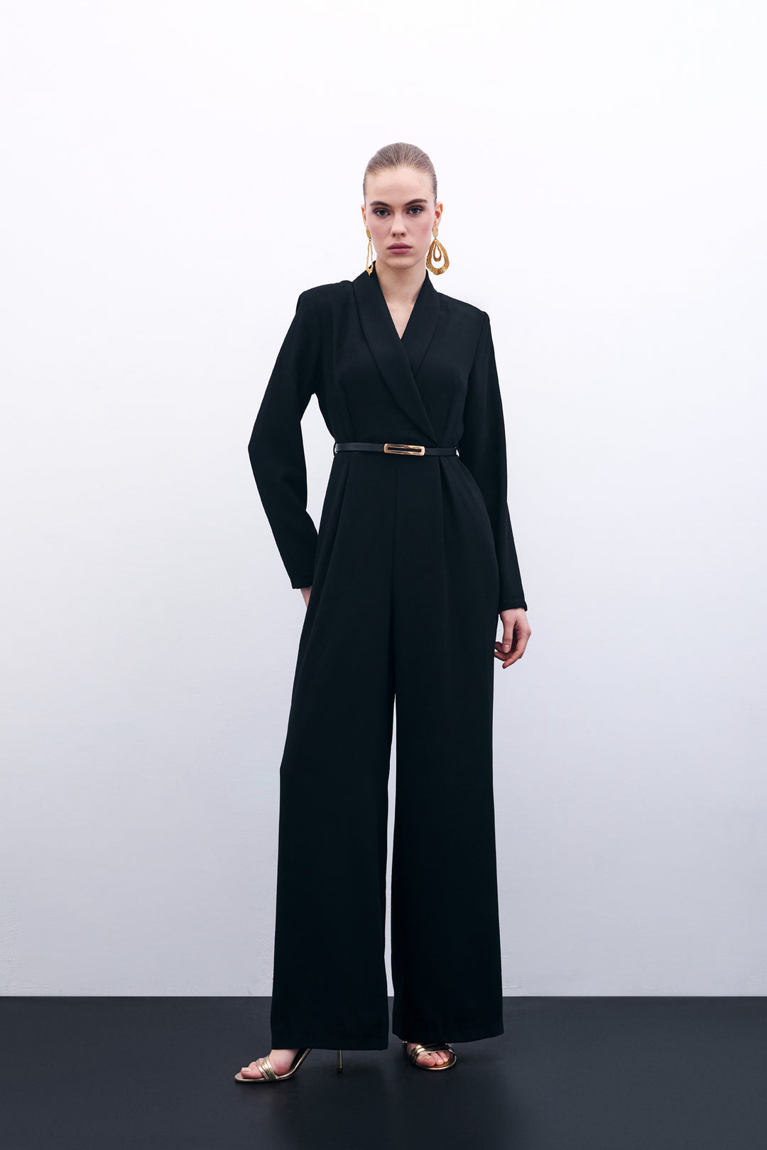 Sateen Combinaison ample avec ceinture - Noir