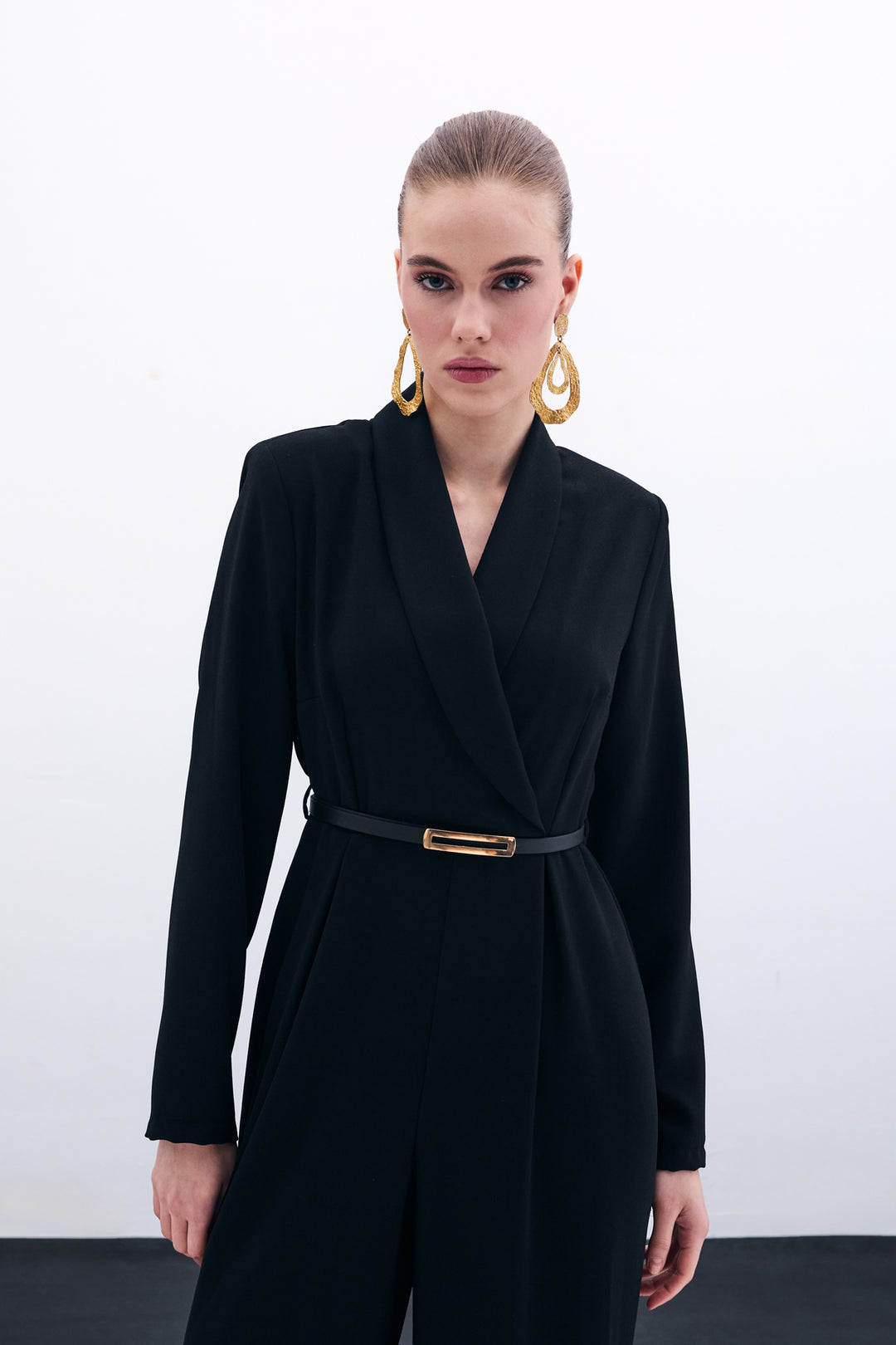 Sateen Combinaison ample avec ceinture - Noir
