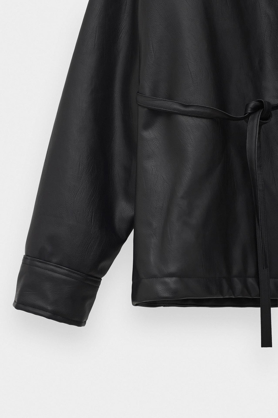 Giesto Kimono en cuir noir avec ceinture - Noir