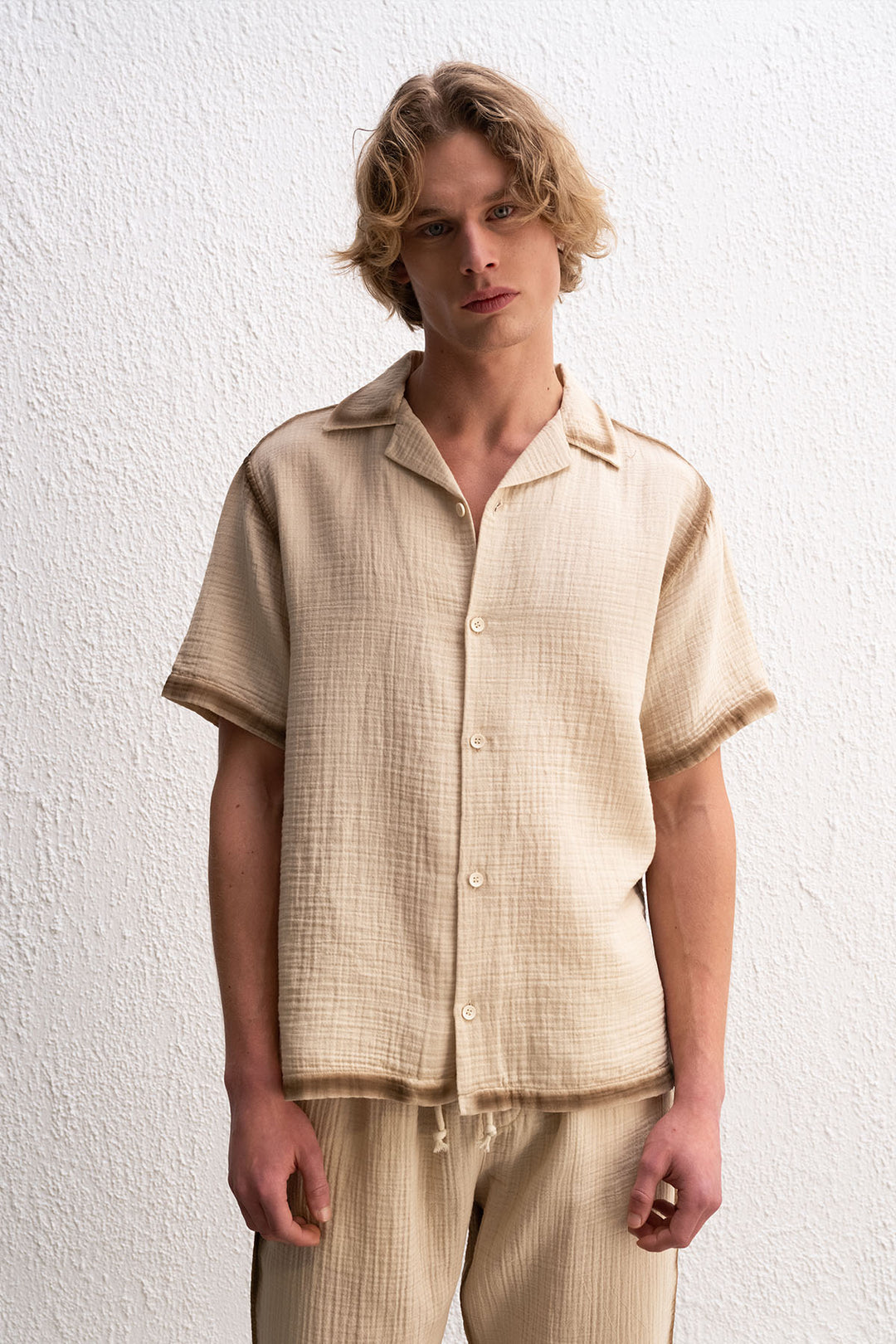 Giesto Chemise Beige avec Effet de Bord - Beige