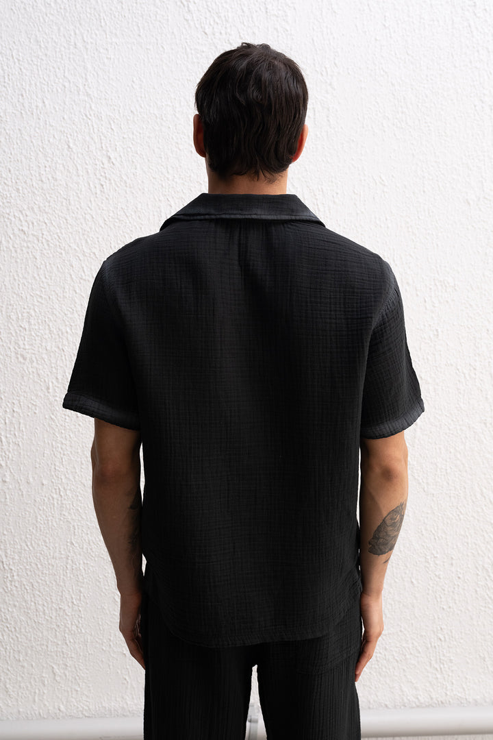 Giesto Chemise noire avec effet bord - Noir