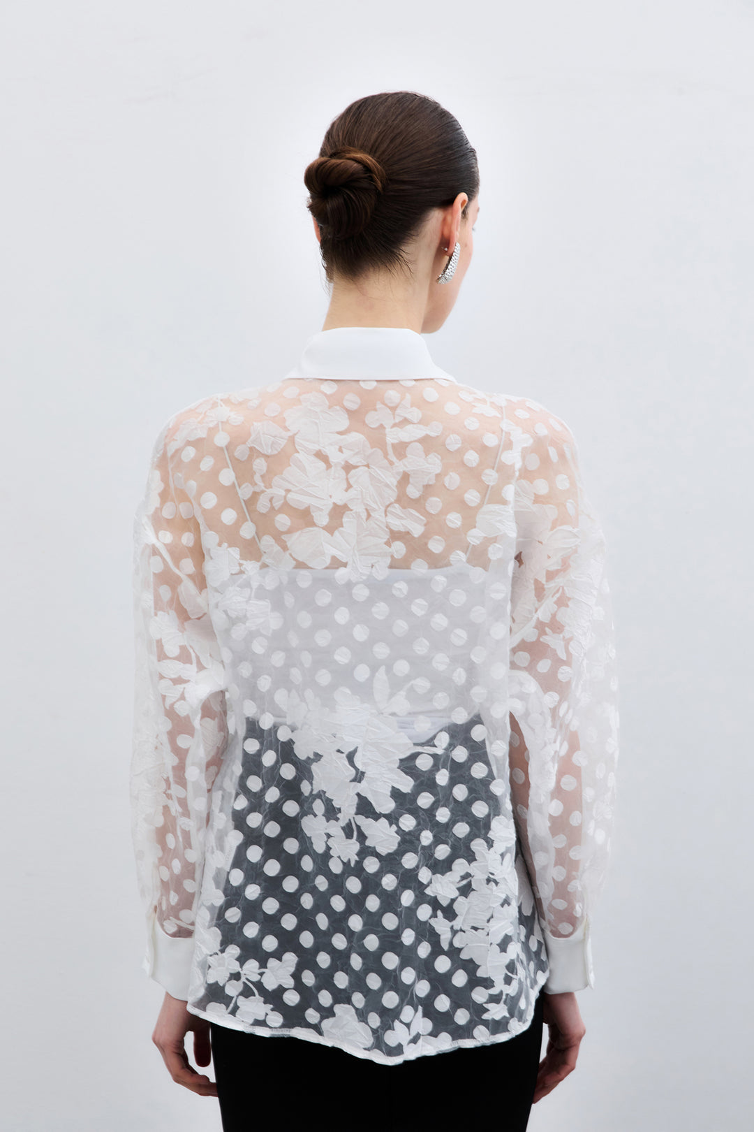 Sateen Chemise à Motifs - Écru