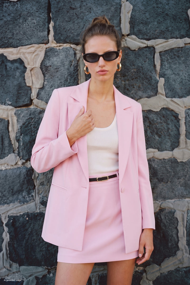 Sateen Veste effet lin - Rose
