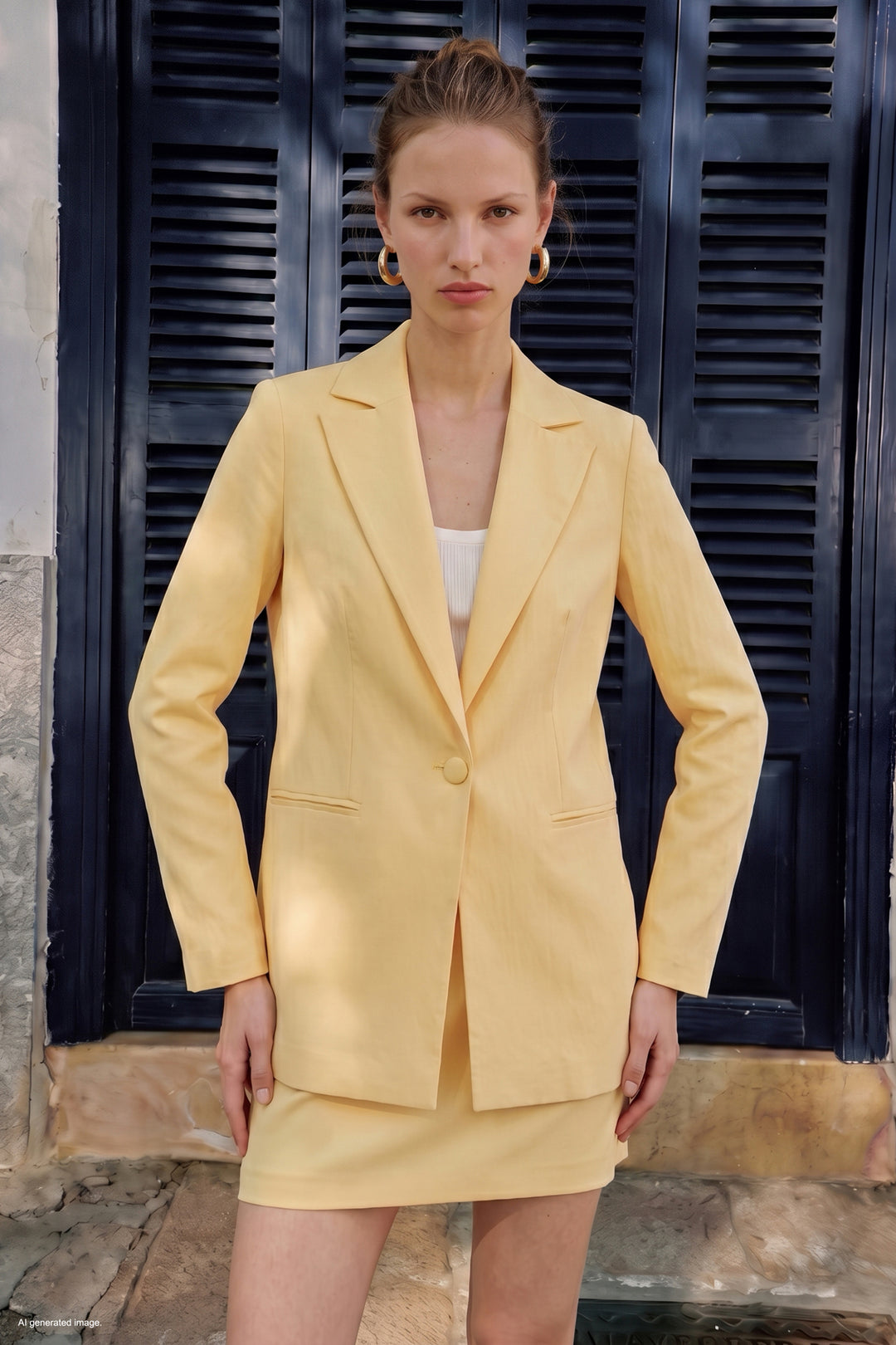 Sateen Veste effet lin - Jaune