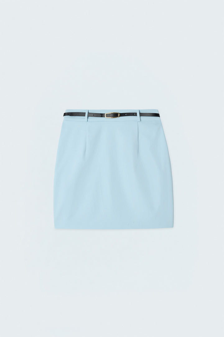 Sateen Mini jupe effet lin - bebe Bleu
