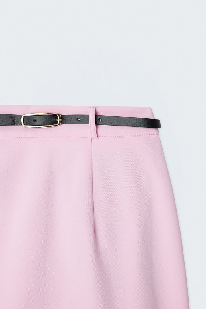 Sateen Mini jupe effet lin - Rose