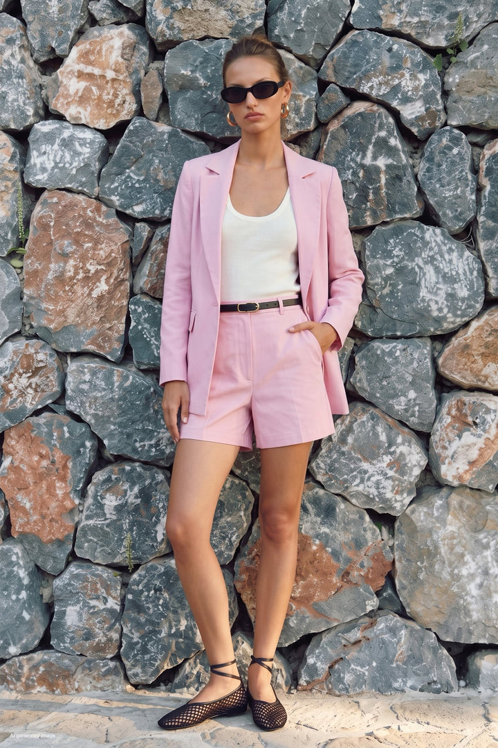 Sateen Short en Lin - Rose