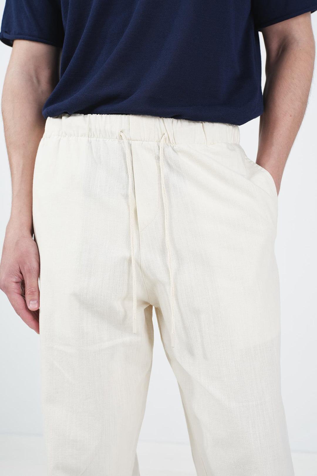 Giesto Pantalon Jogger Beige en Lin - Beige