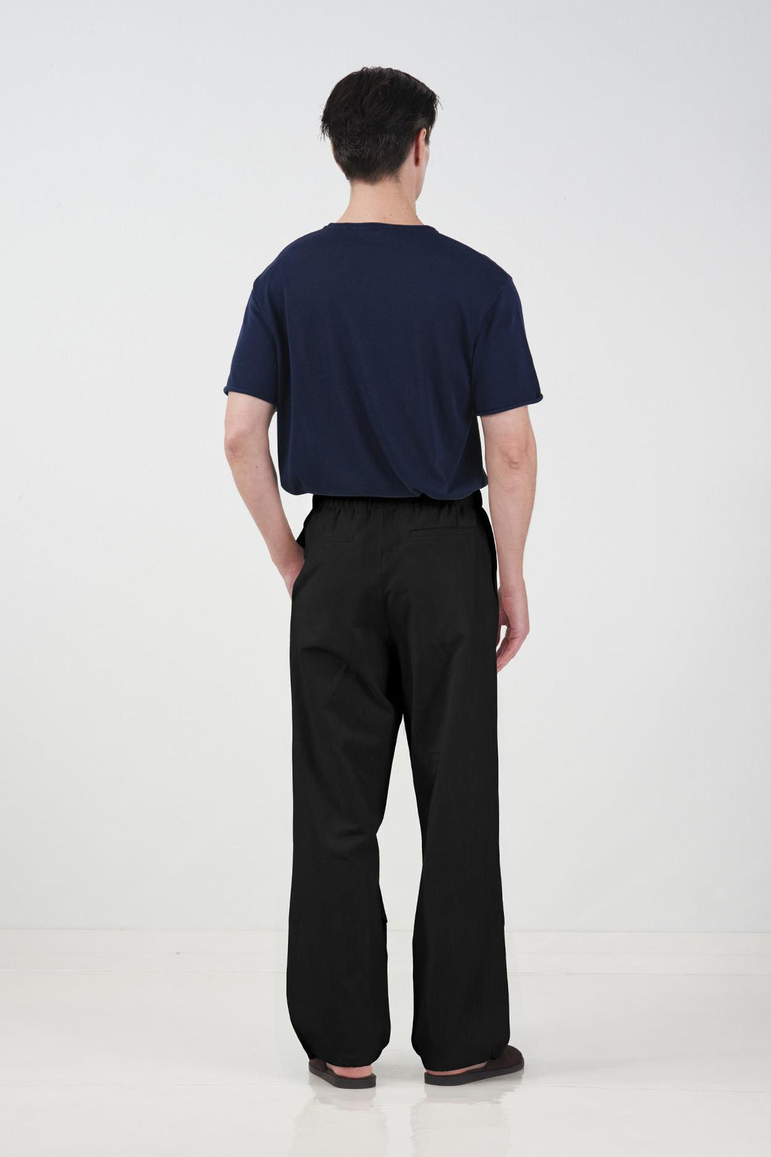 Giesto Pantalon Jogger Noir en Lin - Noir