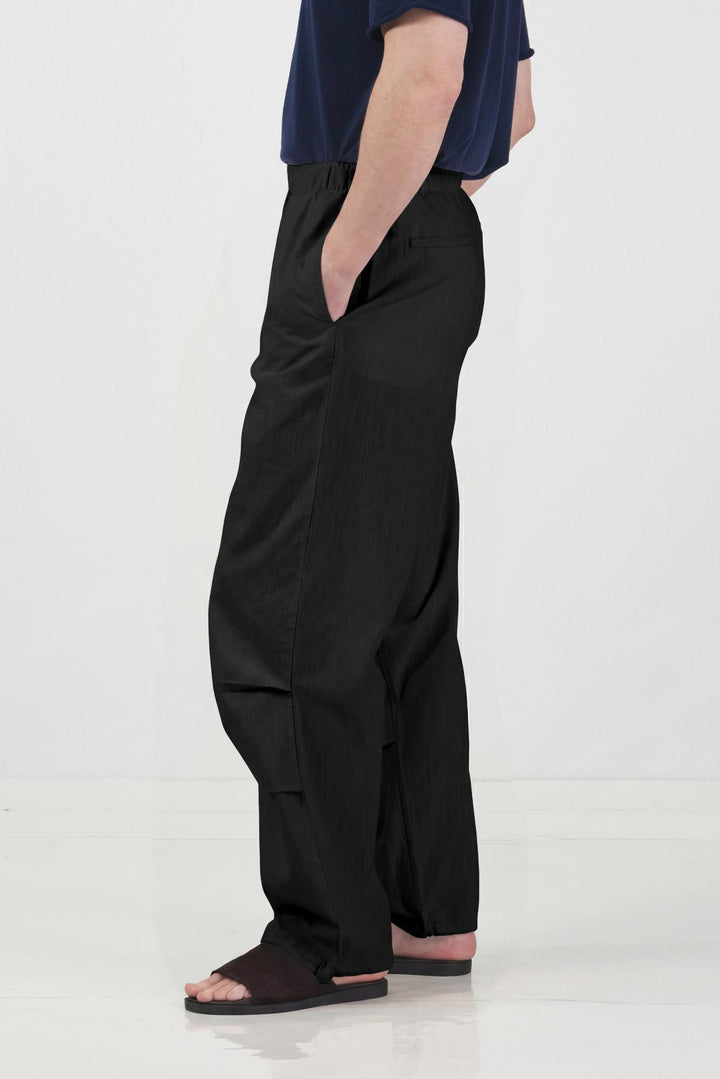 Giesto Pantalon Jogger Noir en Lin - Noir