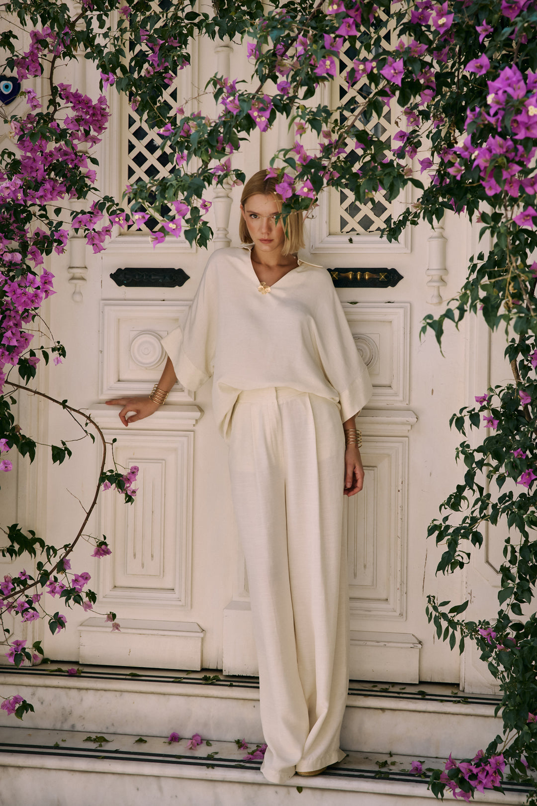 Sateen Pantalon en mélange de lin - Pierre